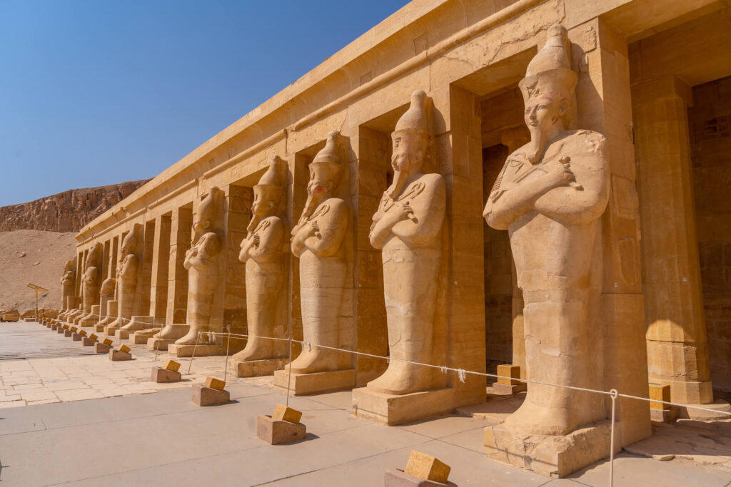 Sculptures of pharaohs in Temple of Hatshepsut