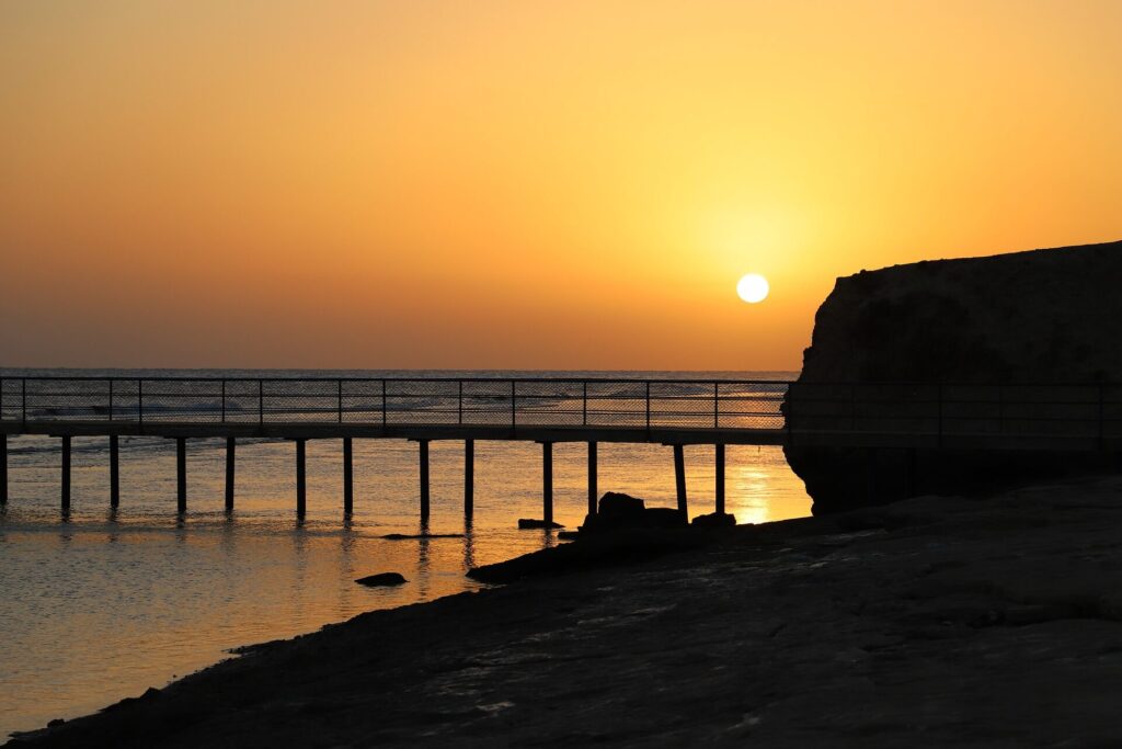 Sunset over the water in Egypt