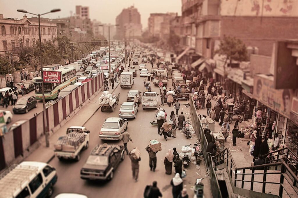 Cars in traffic in Cairo